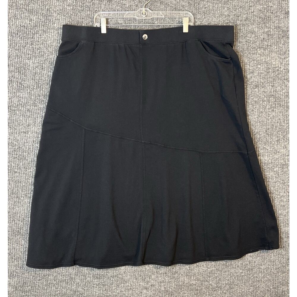 Peace Love World Petite French Terry Pull-On Seamed Skirt Black Size 3XP Long